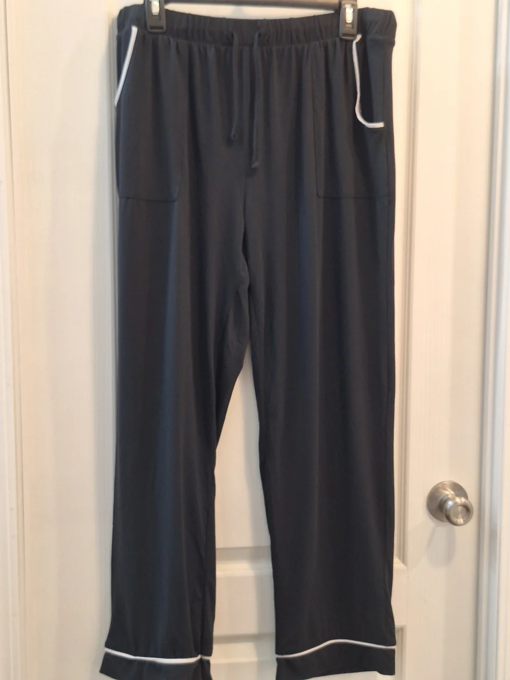 Lucky Brand Black Pajama Pants with White Piping